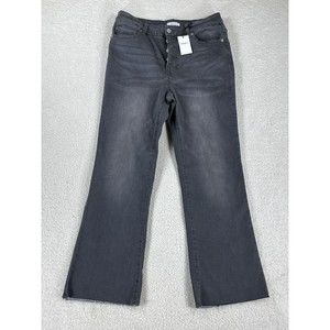 NWT Forever 21 Women’s Size 30 Gray High Rise Flare Legs Buttons Fly Denim Jeans